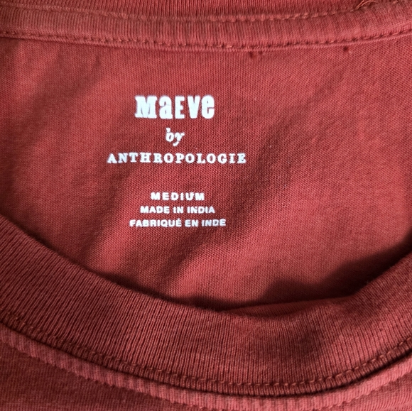 Maeve Anthropologie Smocked Waist Women's Top Blouse Red Rust Color Size Medium - Picture 12 of 14